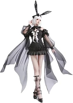 Amazon.co.jp: [66cos] バニーガール 白 黒 バニー うさぎ オリジナル