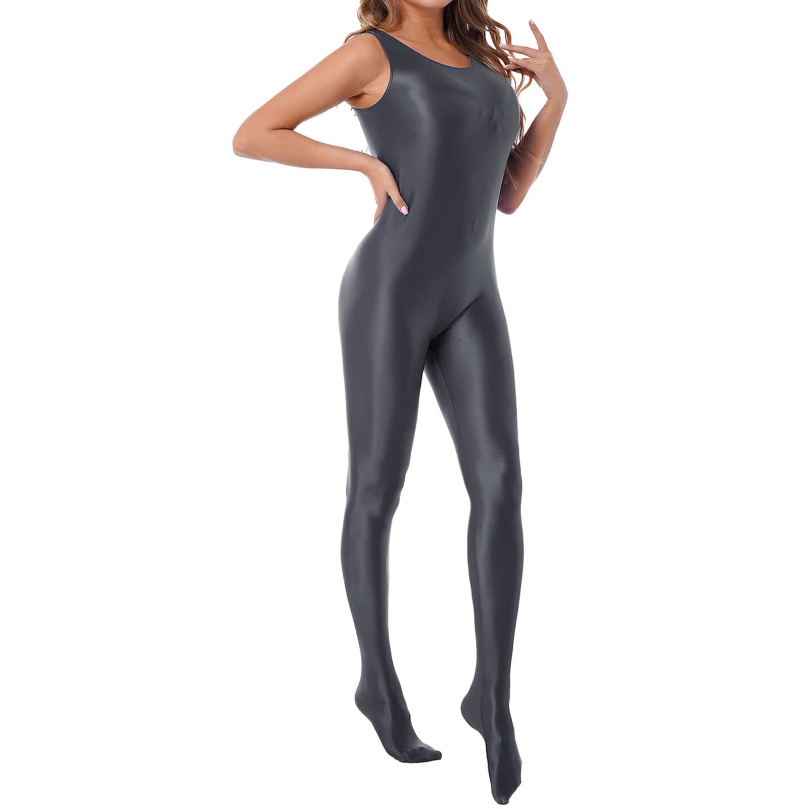 Amazon | BEFASY 超光沢 全身タイツ セミシースルー ノースリーブ