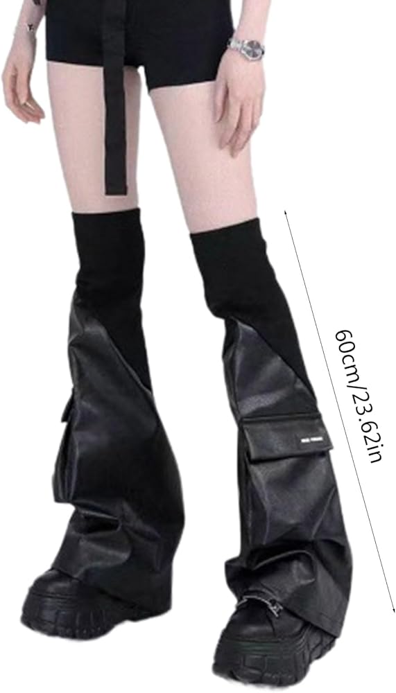 Amazon.co.jp: [Dabixx] 女性の Pu レザーレッグウォーマー女の子 80 S