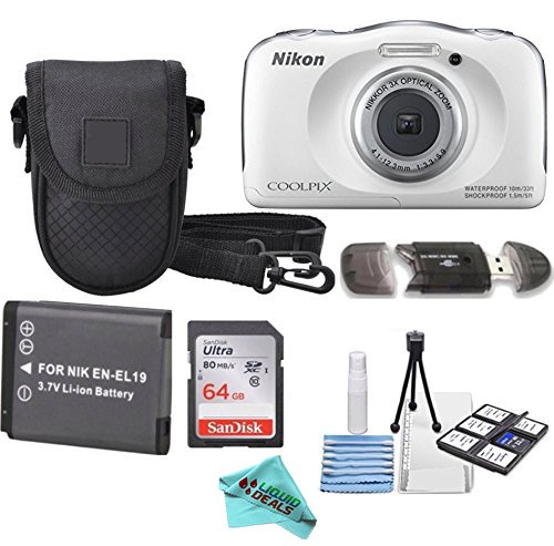 Amazon | Nikon Coolpix s33ホワイト防水デジタルカメラ+予備