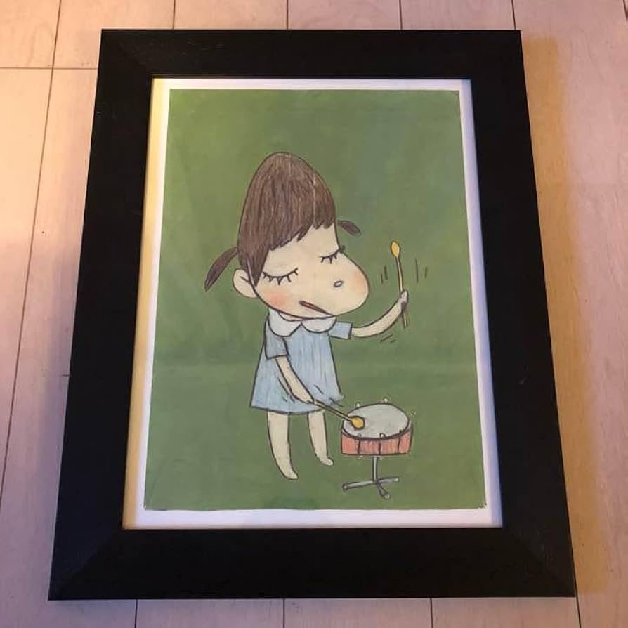 Amazon.co.jp: 奈良美智 額装 ペイント ポスター 太鼓 : ホビー