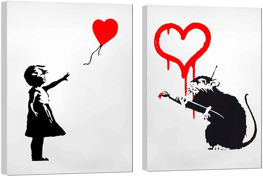 Amazon.co.jp: Banksy バンクシー 風船と少女 絵画 大きい ポスター