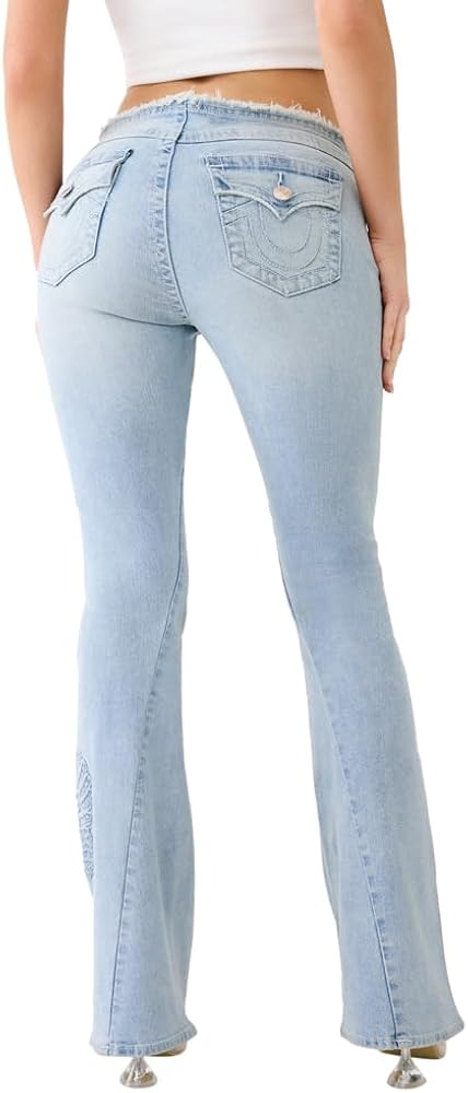 True Religion Brand Jeans Joey Lowrise Flare Jean with Applique