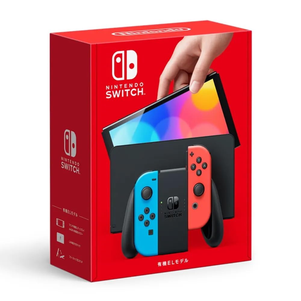 Nintendo Switch Console - OLED Model with Neon Blue and Red Joy