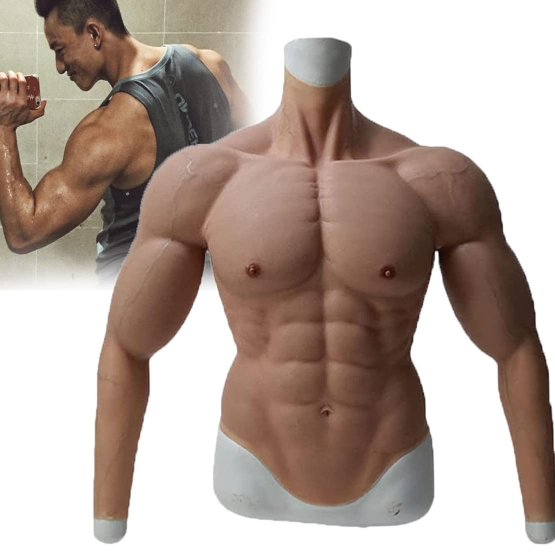 Amazon.co.jp: 男性用胸部シリコン筋肉スーツ、腕付きシリコン筋肉胸部