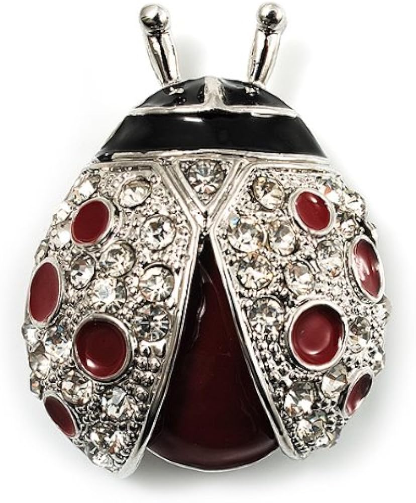 Amazon.com: Red Enamel Ladybug Brooch (Silver Tone): Brooches And