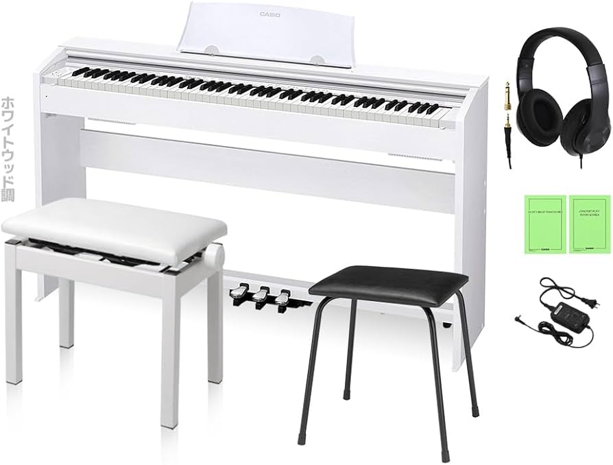 Amazon | CASIO PX-770WE 同色高低自在イス セット 【オンラインストア
