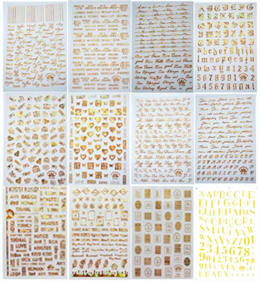 Amazon.co.jp: LANODO 12枚 ネイルシール アルファベット 3D 英字 英語