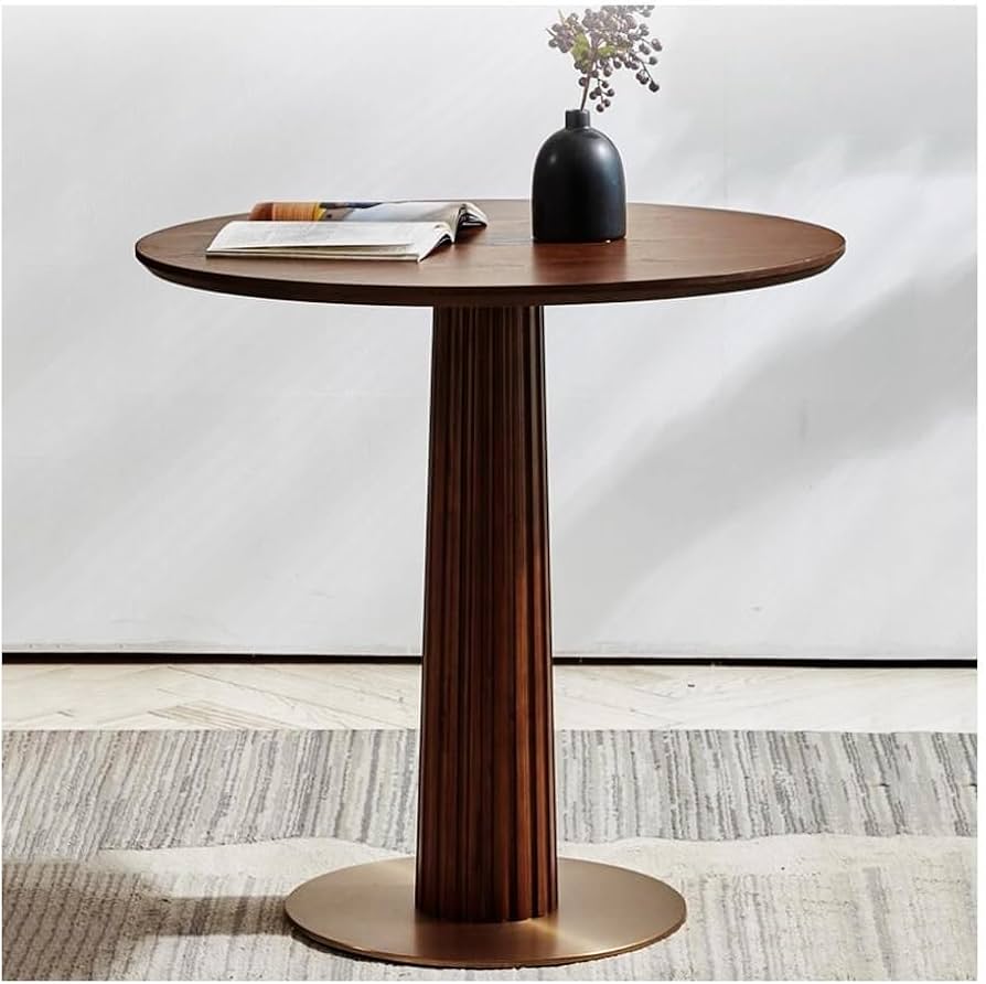 Amazon｜丸型ウォールナットダイニングテーブル、幅60/70/80/90cm