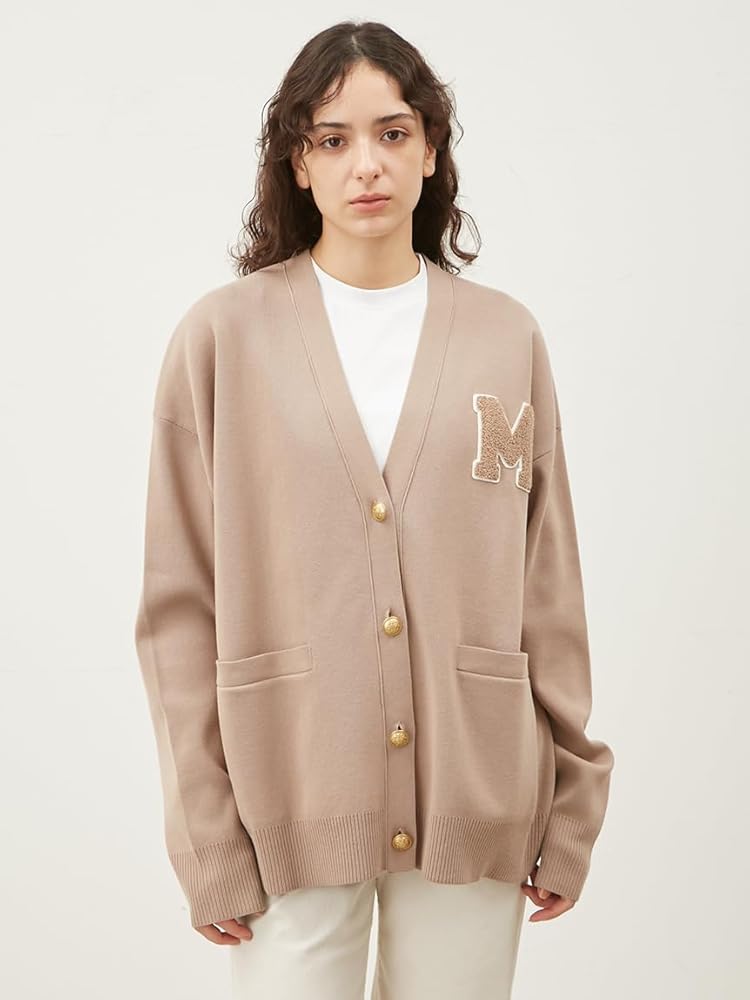 Amazon | [ミラオーウェン] アップリケデザイン金釦Vネックニット