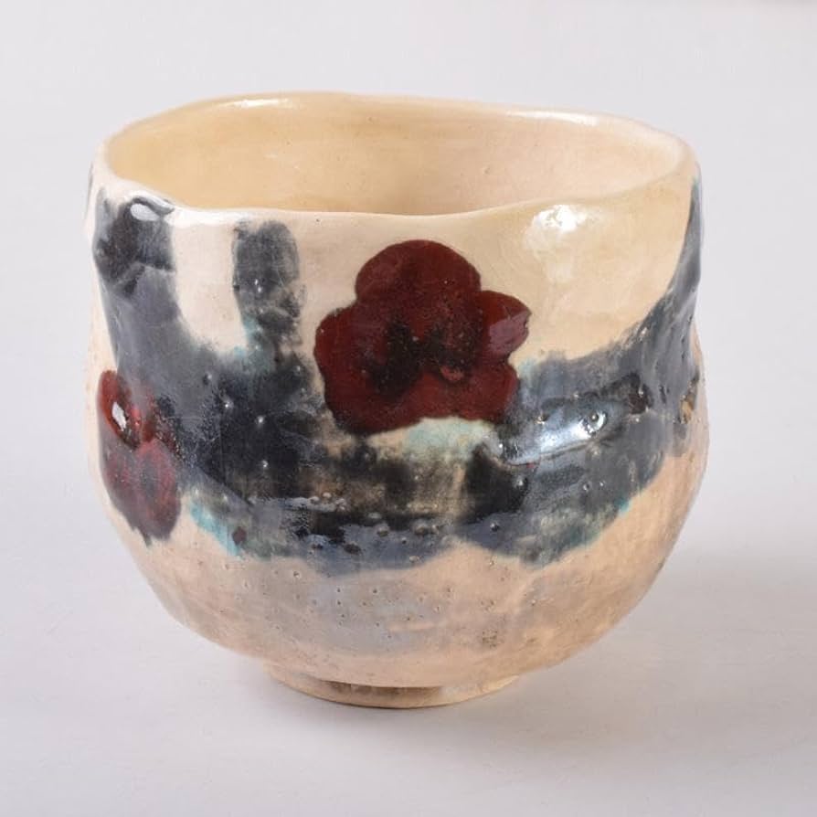 Amazon.co.jp: 茶道具 啓寿庵 七宝釉薬彩 花文 茶碗 共箱 N 7219