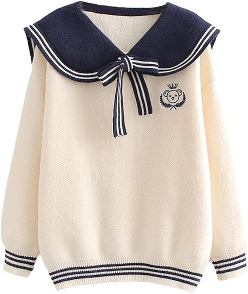 BAIMORE Teen Girls Kawaii Japanese Sailor Collar Cartoon Bear