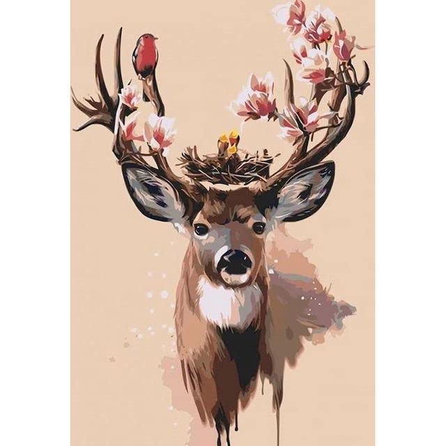 Amazon | 数字によるDIYの絵画鹿の動物の絵現代壁アートキャンバス絵画