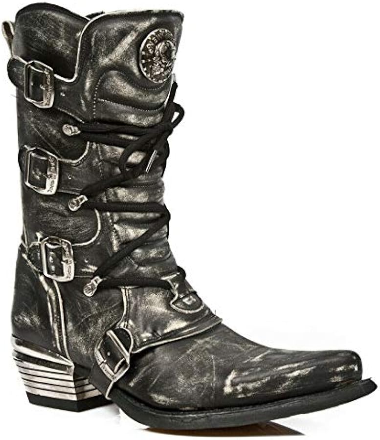 Amazon.com | New Rock M.7993-S3 Men's Black and Grey Leather