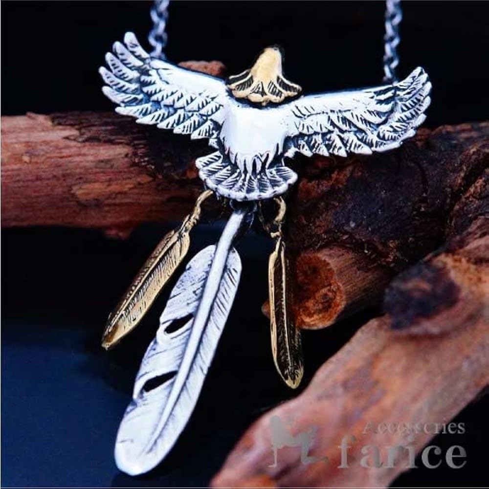 Amazon | インディアンジュエリー イーグル 鷲 揺れる 3連の羽根