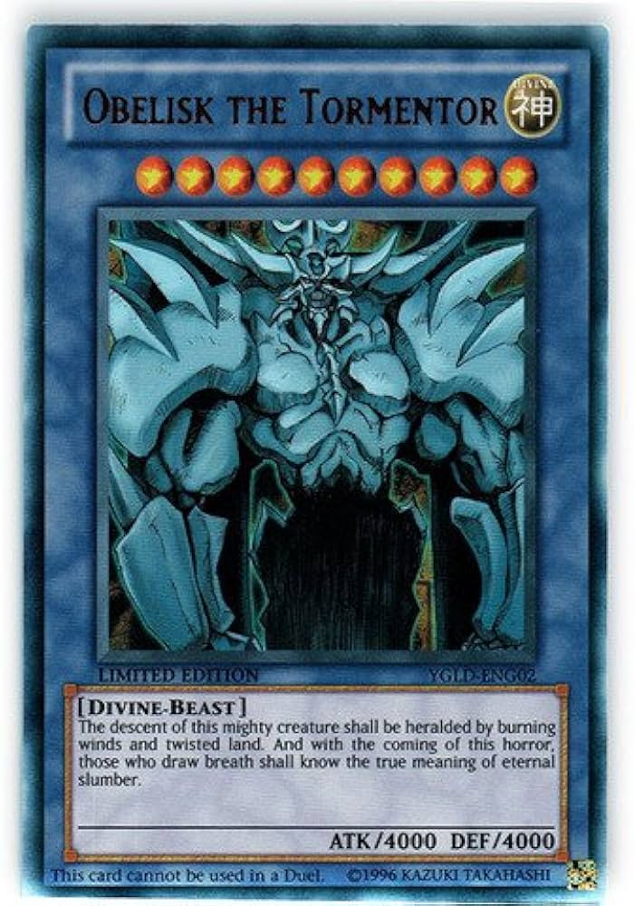 Amazon.com: YU-GI-OH! - Obelisk The Tormentor (YGLD-ENG02