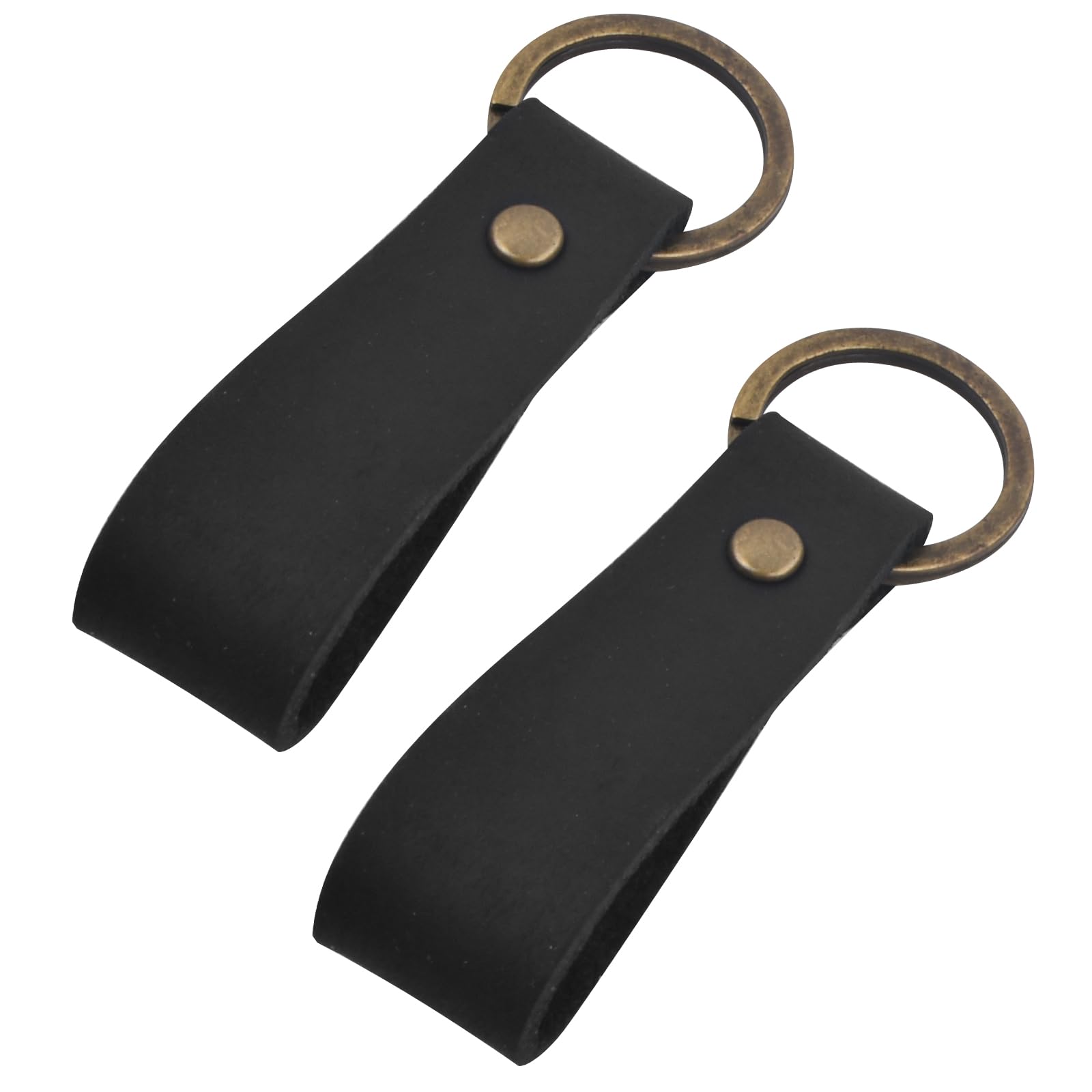 Kioiner 2 Pcs Genuine Leather Keychains, Vintage Keyring Strap