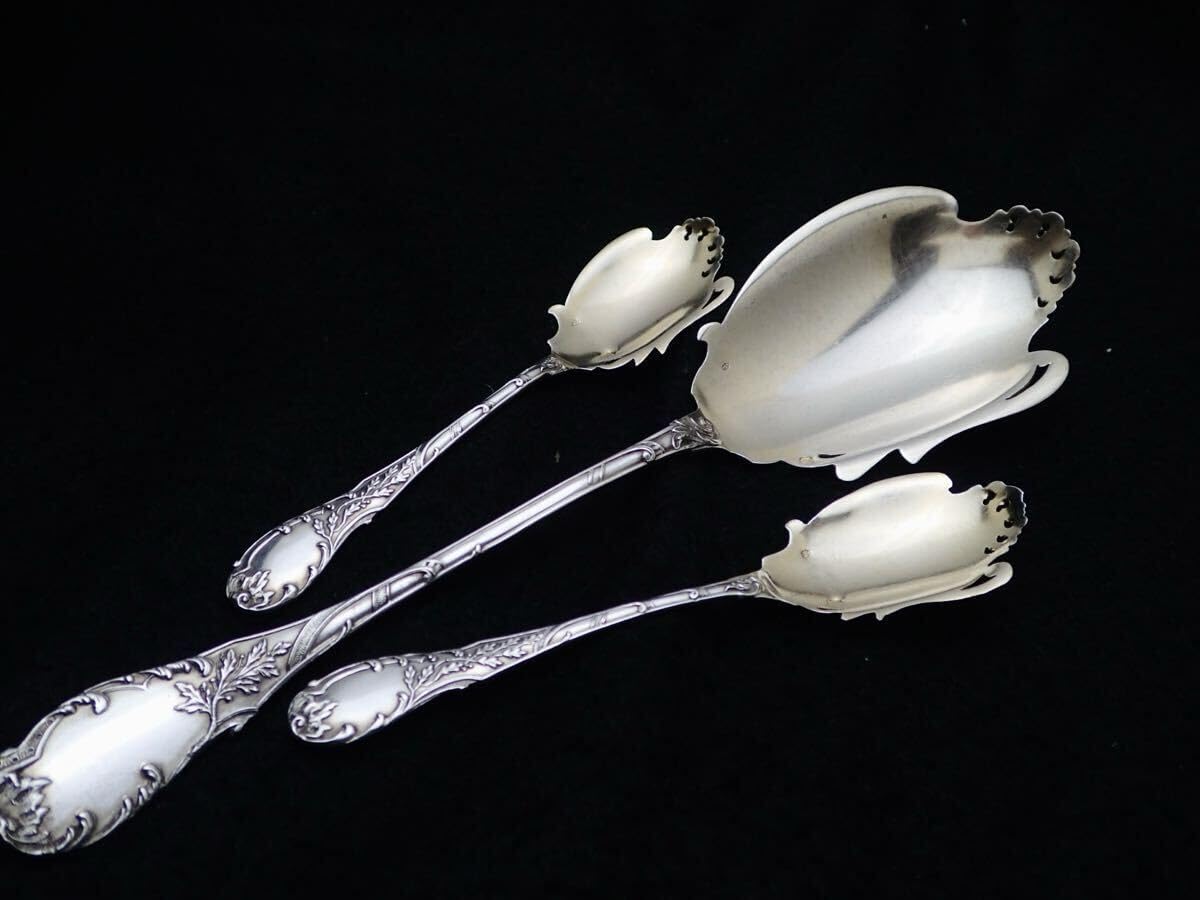 フランスアンティーク 純銀無垢製 アイスクリームスプーン12本と