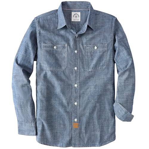 Amazon.com: Dubinik® Chambray Shirt Men Cotton Mens Button Up