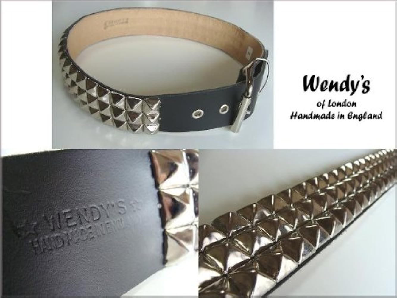 Amazon | [ベルト] ウェンディーズ 3連 ラージ ピラミッド スタッズ