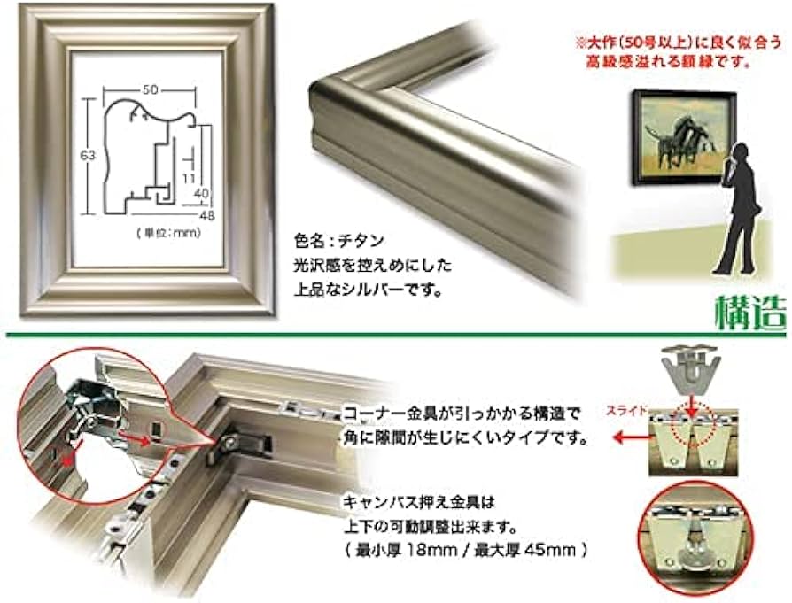 Amazon.co.jp: 額縁 仮縁 オール50 チタン F50キャンバス用 (1167
