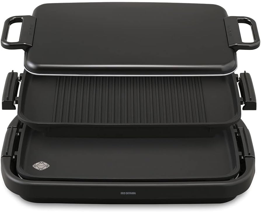 Amazon | アイリスオーヤマ ワイドホットプレート2枚 SWHPK-012-B