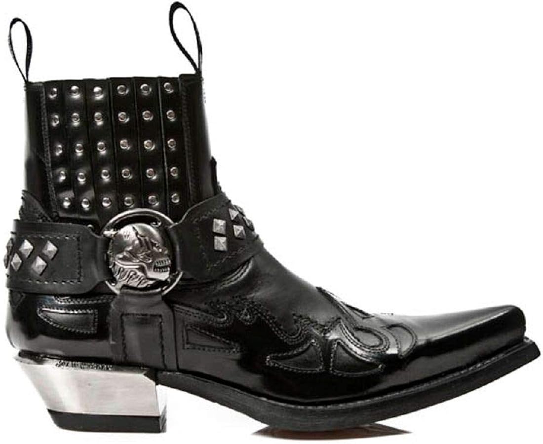 Amazon.com | New Rock Newrock M.7950-S1 Black Ankle Boots Western