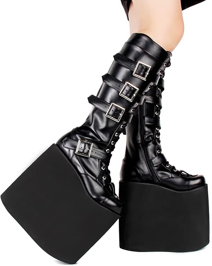 Amazon | [UpdateClassic] 20cmスーパーヒール 厚底ブーツ 厚底
