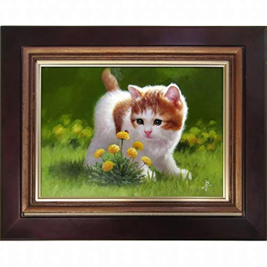 □長岡卓□子猫 おひるね F6号 油彩 油絵 日本画 アート □長岡卓