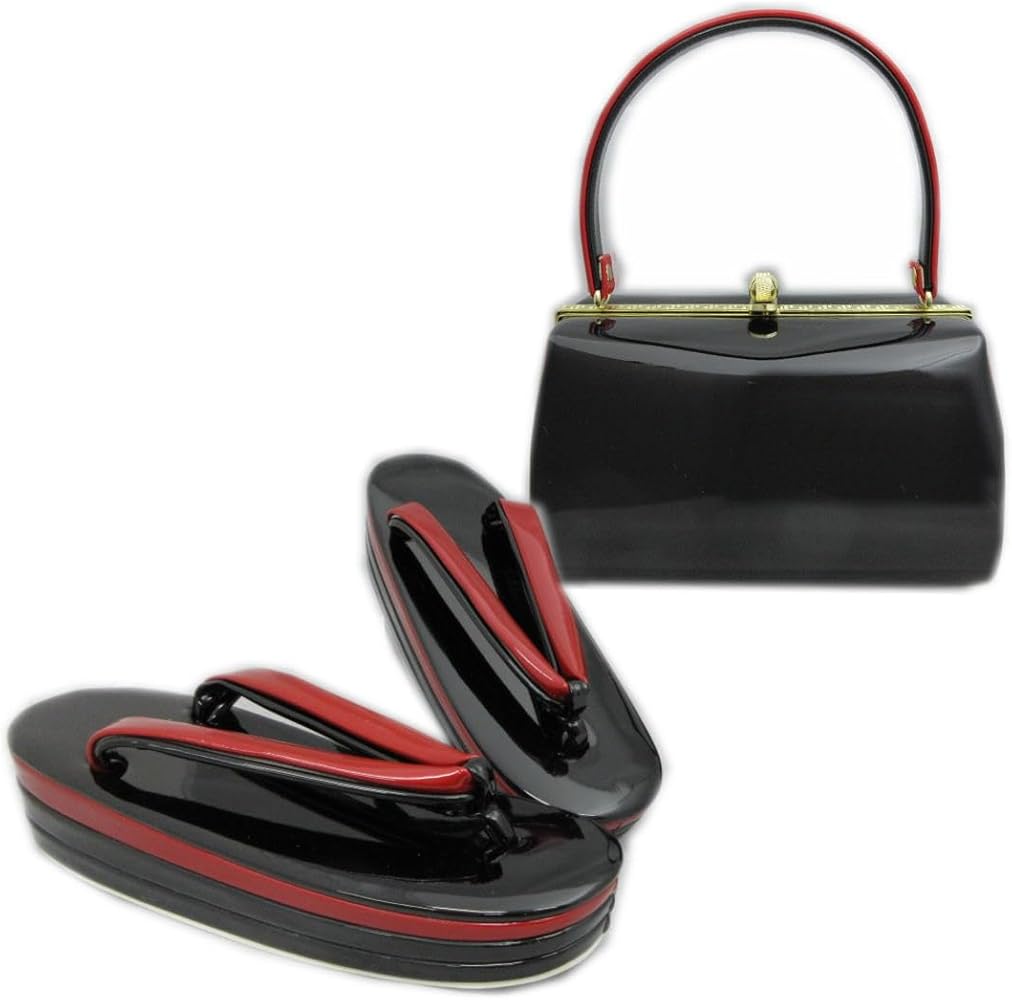 れい）赤いエナメルバックと草履セットLLサイズ れい）赤いエナメル