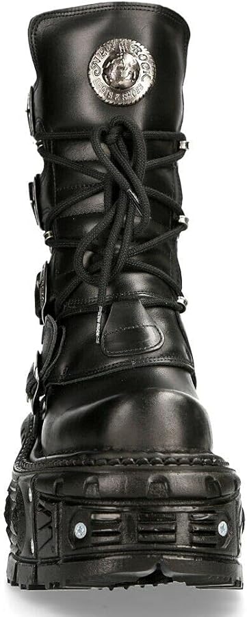 Amazon.com | New Rock Boots TANK373-S1 Black Leather Men's Combat