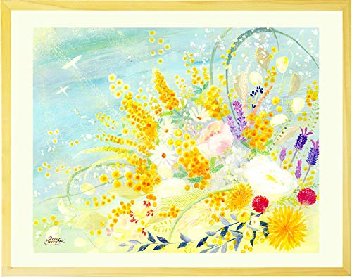 Amazon｜絵画 ミモザ インテリア ブーケ 「春告ぐミモザの花束
