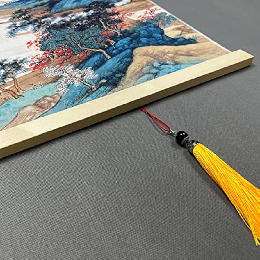 水墨画 掛軸 西嶺春雲図 謝光力画 中国 絵画 山水 張大千大風堂 カラー