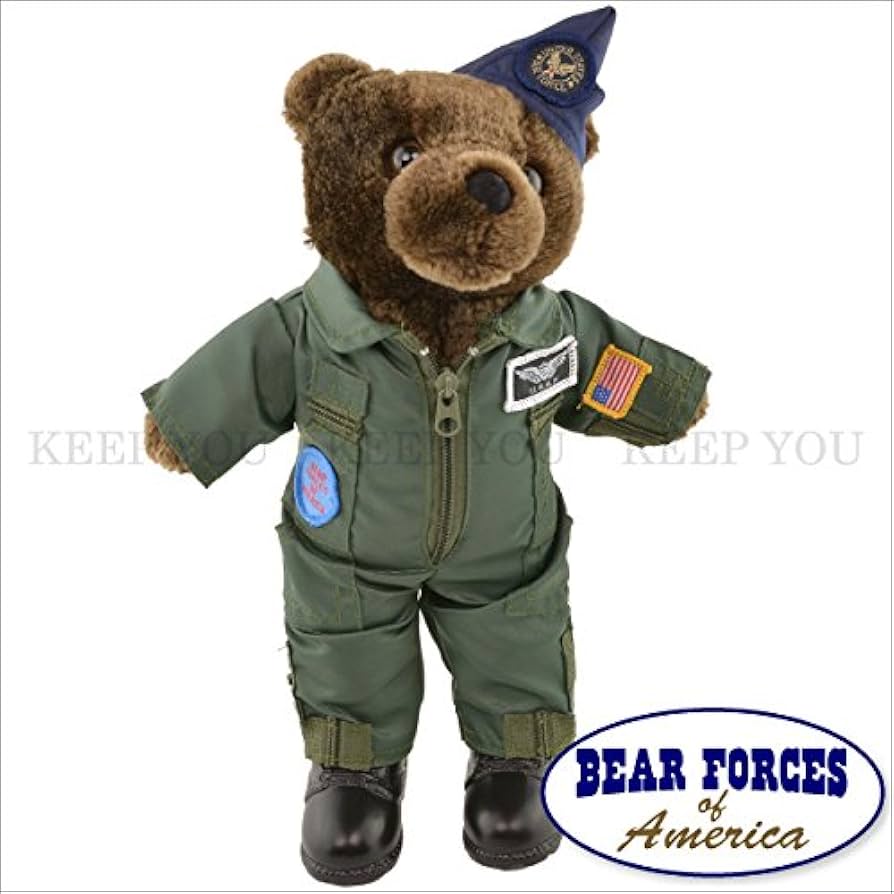 Amazon.co.jp: テディベア アメリカ 空軍制服 カーキー 約25cm 軍隊
