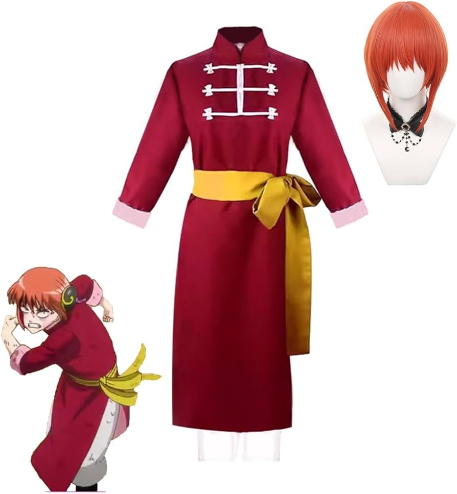 Amazon.co.jp: 銀魂 神楽 コスプレ衣装 制服 ウイッグ 古風 演出服