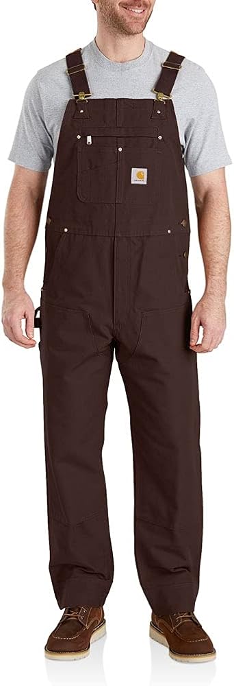 Carhartt Men's Relaxed Fit Duck Bib Overall, Dark Brown, 30W x 34L
