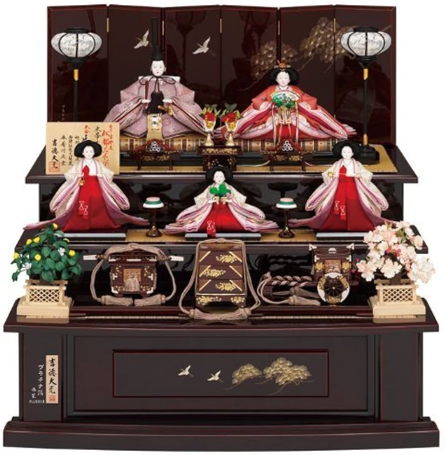 Amazon | 吉徳大光 雛人形 三段飾り 親王三人官女付き 衣裳着五人飾り