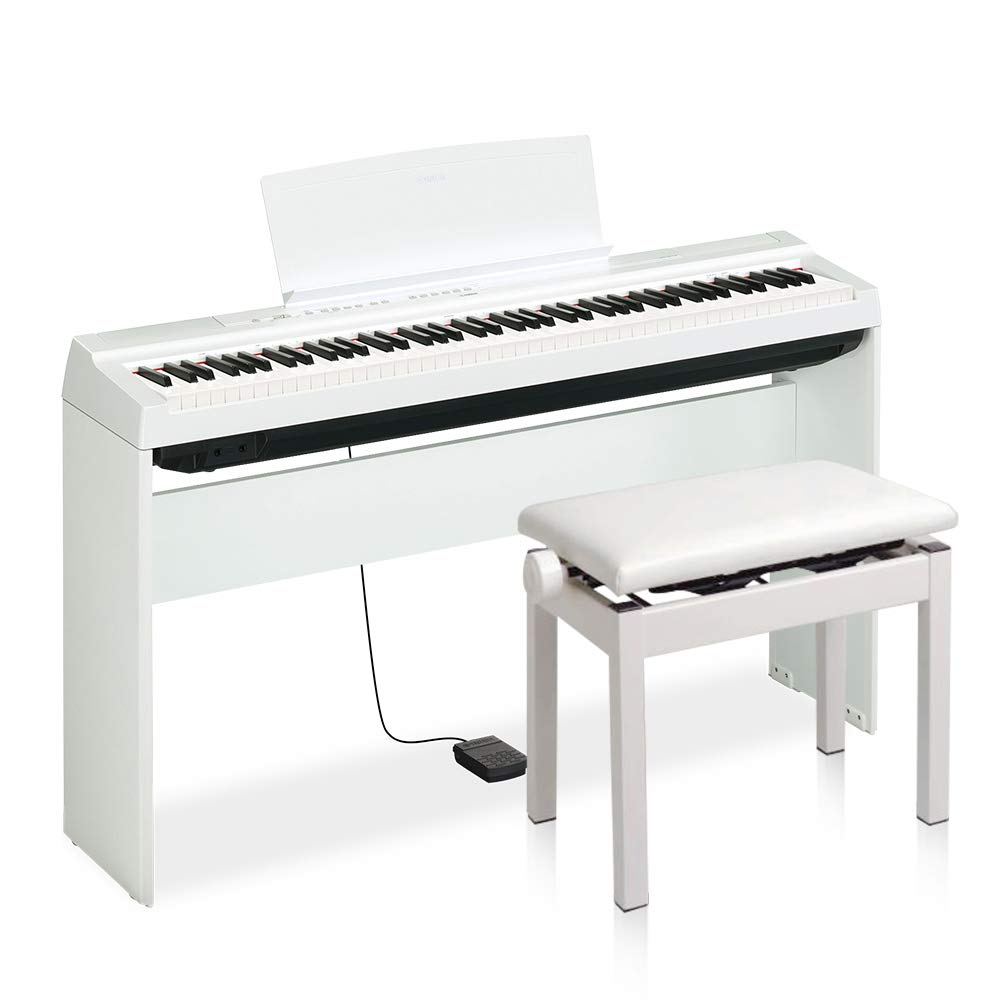Amazon | YAMAHA P-125 WH 専用スタンド・同色高低自在椅子セット 電子