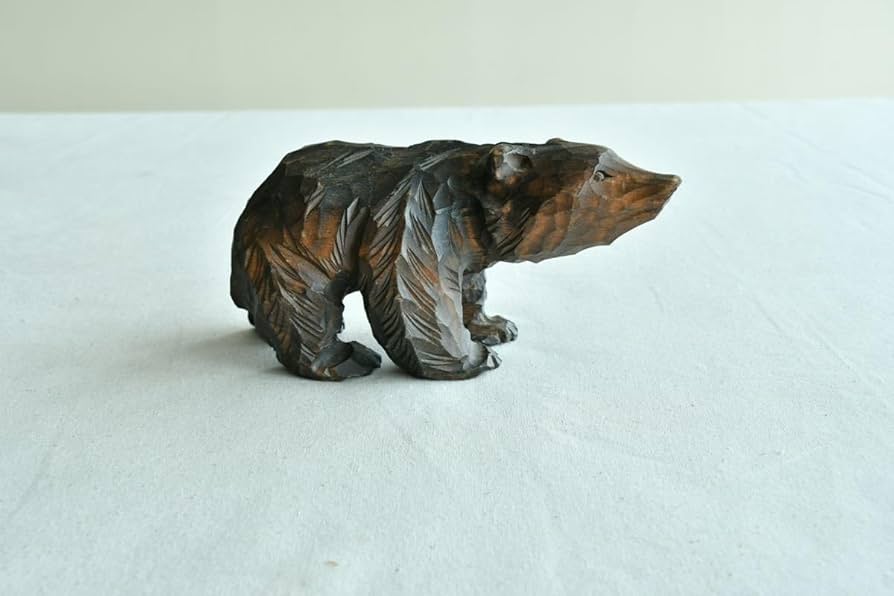 Amazon.co.jp: 【絶品】加藤貞夫八雲工芸置物木彫熊彫民藝民芸古木