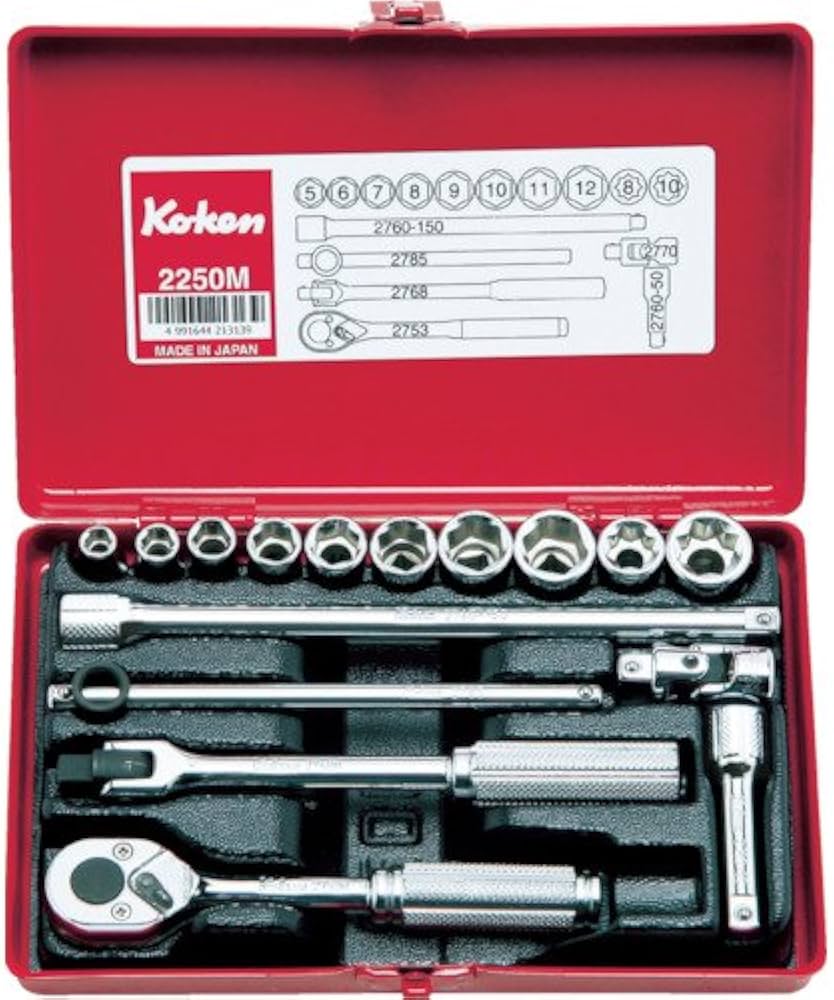 Amazon.co.jp: コーケン 1/4(6.35mm)SQ. ソケットセット 16ヶ組 2250M