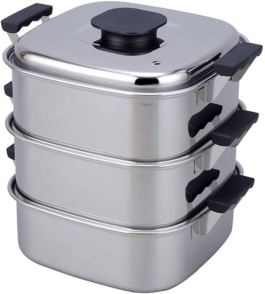 Amazon｜PE 18-0角蒸器 3段 27cm 045036｜蒸し器・せいろ オンライン通販