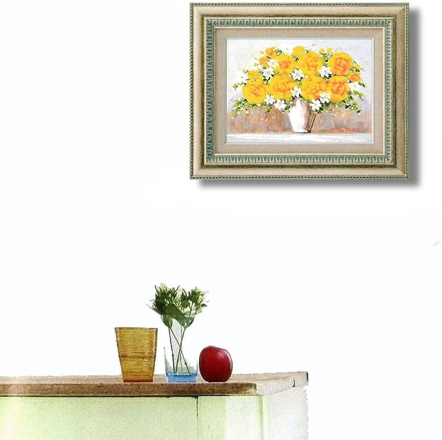 Amazon.co.jp: 鈴木邦夫 黄バラ F4号 受注制作 油彩画 油絵 静物画 花