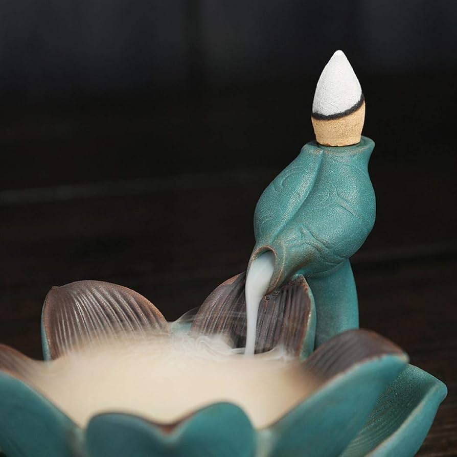 Amazon｜倒流香 陶器 香炉 蓮 かわいい お香 お香立て 流川香 逆流香