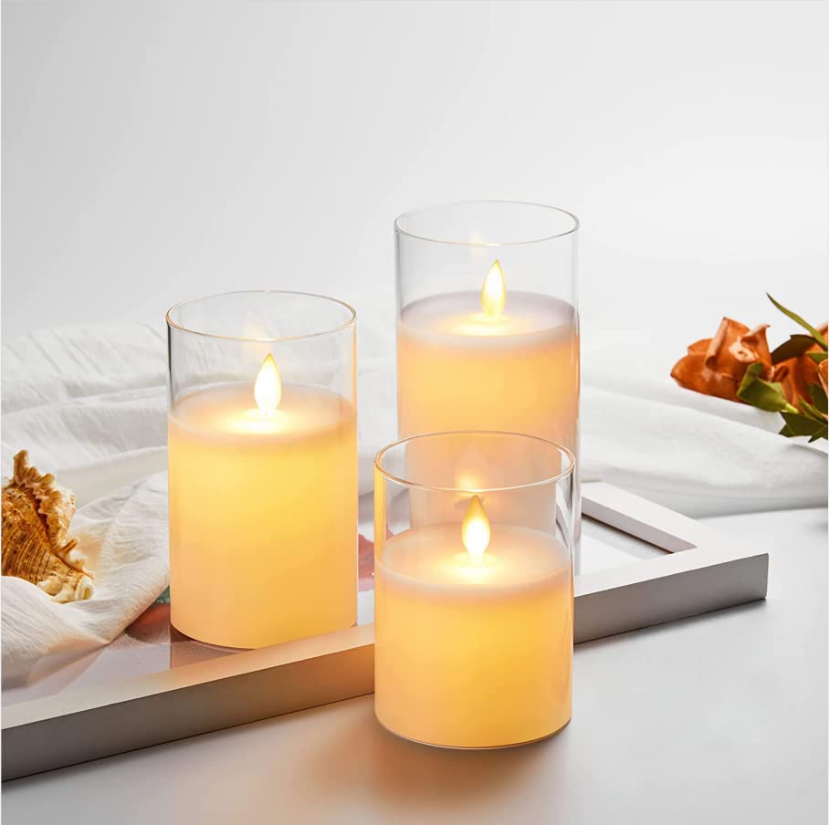 Amazon.co.jp : LED キャンドルライト 光る 3点セット HOMEYA ホワイト