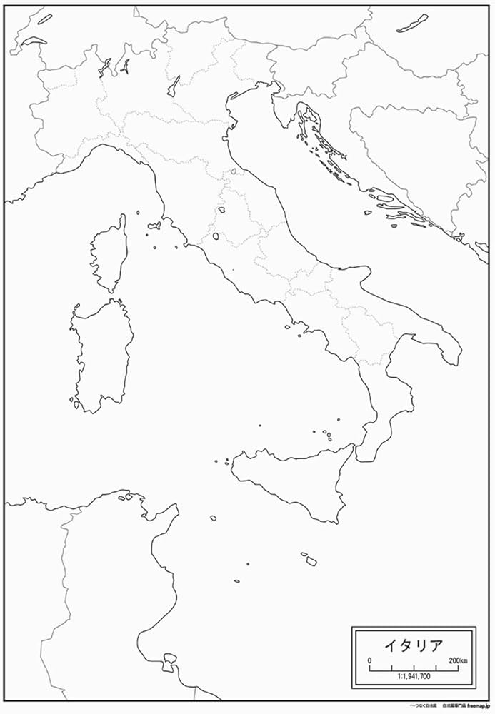 Amazon.co.jp: イタリアの白地図 特大ポスター A1サイズ (594mm×841mm