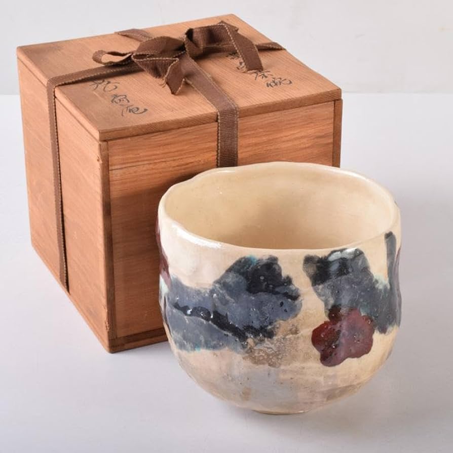 Amazon.co.jp: 茶道具 啓寿庵 七宝釉薬彩 花文 茶碗 共箱 N 7219