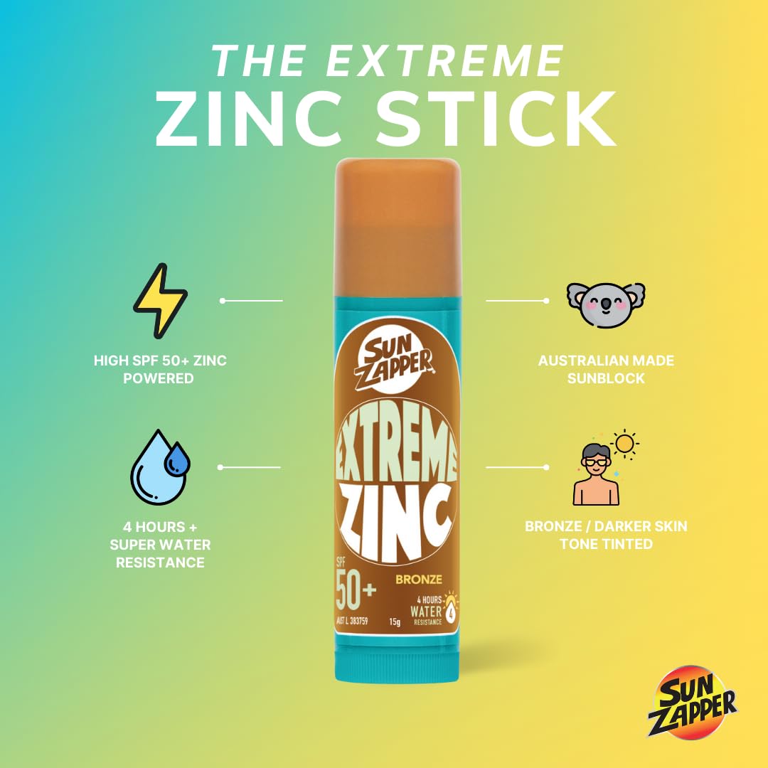 Amazon.com: Sun Zapper Extreme Zinc Sunscreen Stick SPF 50+ Bronze
