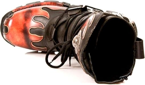 Amazon.com | New Rock 591-S1 Red Flame Metal Black Leather Heavy