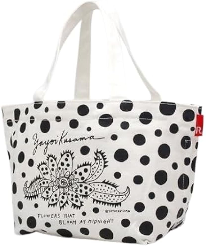 Amazon | 草間彌生 バッグ [真夜中に咲く花(白xブラック)] | ハンドバッグ