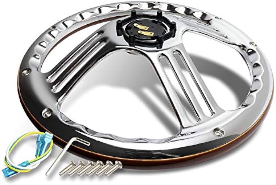 Amazon | W-Power 14インチ ダークウッドグリップ 6穴 3本スポーク